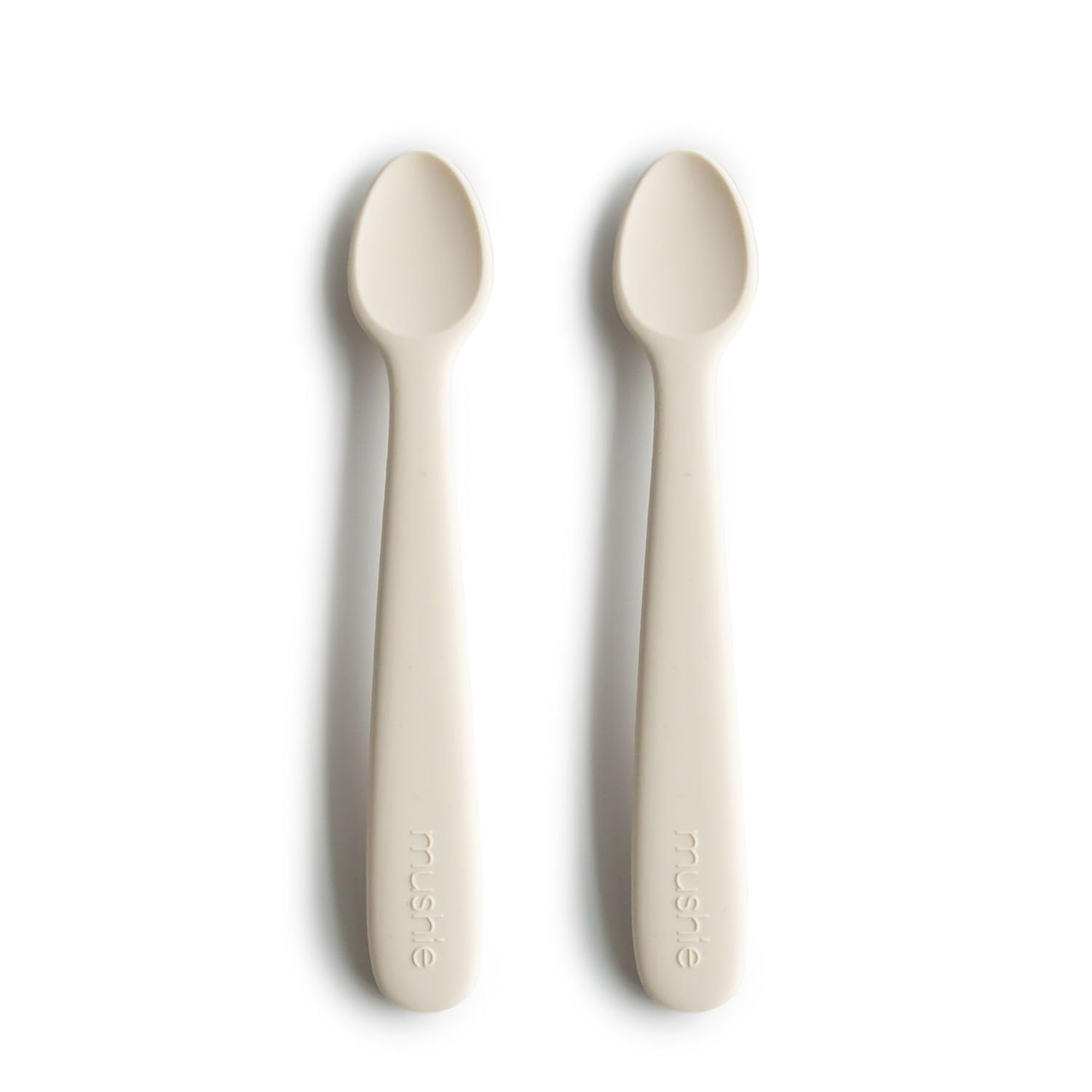 Mushie Baby Feeding Spoons | BPA-Free Silicone Spoons 2-Pack | Dishwasher Safe Durable Toddler Utensils | Ivory