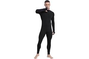Oyolan Men's Long Sleeve Full Body Unitard Leotard Bodysuit Athletic Jumpsuit Front Zipper Rompers