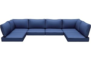 Suvivityse Outdoor Replacement Cushions for Patio Furniture,Water-Resistant Sofa Cushions for Rattan Wicker Sectional Patio Conversation Sets,14-Piece Outdoor Couch Cushions Patio Sofa,Deep Blue