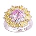Psiroy Women's Statement Rings Fashion Jewelry 925 Sterling Silver Plated Simulated Pink Topaz Cluster Flower Ring Size 7