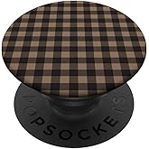 Mini Brown Gingham Check Pattern PopSockets Adhesive PopGrip
