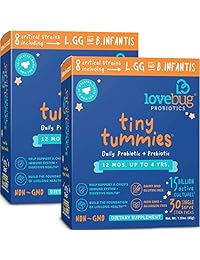 Probióticos LoveBug, Barrigas pequeñas, probióticos para niños de 12 meses a 4 años. Paquete de...