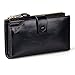Jack&Chris Women's RFID Blocking Luxury Wax Genuine Leather Clutch Wallet Card Holder Organizer Ladies Purse, WB301 (Black)