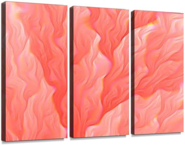 Paintings - blaverr coral living fractal abstract background prism glitch effect color of - Canvas Wall Art - Modern Office Decoration Painting Artwork for Living Room Bedroom - 3 Panels
