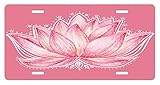 Floral License Plate by Ambesonne, Lotus Flower