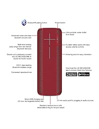 Altavoz inalámbrico con Bluetooth, color negro Logitech UE MEGABOOM (984 000436). UE MEGABOOM Rojo lava