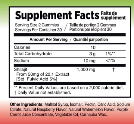 Shilajit Gummies 1000mg for Men and Women