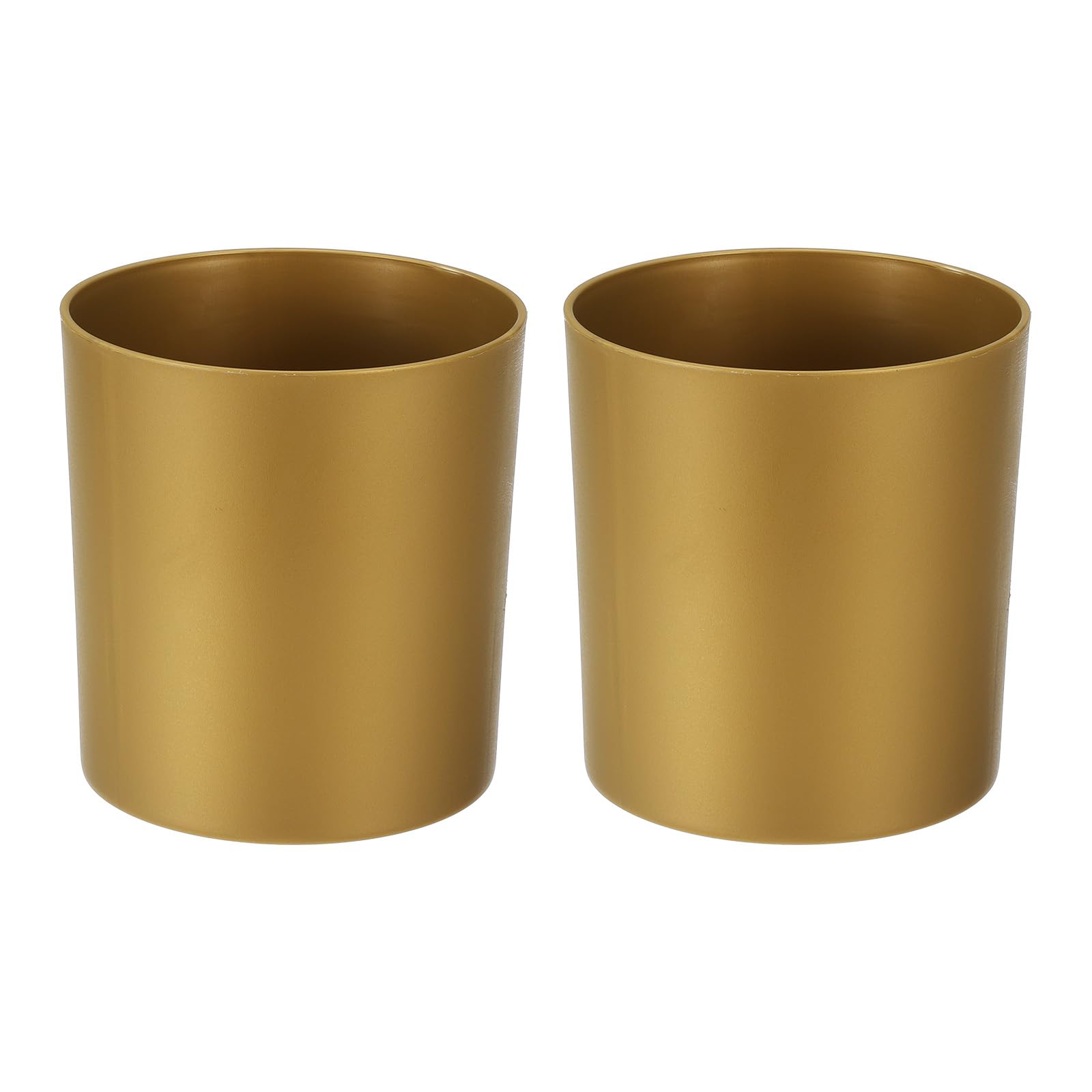 M METERXITY 2-Pack Plastic Plant Pots, 6 Inch Plastic Planters Round Flower Planter Containers Flower Pots for Indoor/Outdoor/Garden, Plant Holder [Gold Tone]