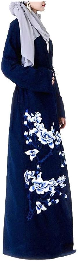 VITryst Women's Conservatism Dubai Embroidery Islamic Long Dress Overcoat