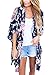 Dokotoo Womens Beach Sexy Floral Print Short Sleeve Kimono Cardigans Cover Ups Swimwear Blue X-Large