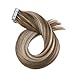 Ugeat 24 inch Seamless Skin Weft Hair Extensions Color #10 Mix Color 613 Two Tone Highlight Blonde Double Sided PU Tape Hair Extensions Remy Human Hair Extensions