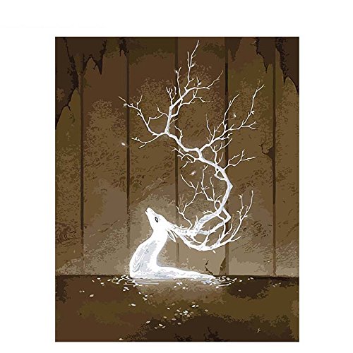 ABEUTY DIY Paint by Numbers for Adults, White Deer Animal 16x20 inches Number Painting Art Therapy