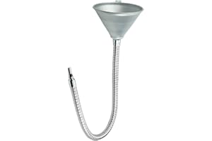 BINAZON 14.4" Steel Bendable Spout Funnel, Silver Galvanized Funnel with Steel Structure Flexible Hose and Screen, Ideal for Filling All Oils, Diesel, Gasoline and conveying Other Liquids