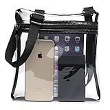 Clear Purse, F-color Clear Stadium Bag NFL, BTS Approved Concert Purse for Women, Black