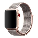 For Apple Watch Band 38mm Soft Woven Nylon Watch Sport Loop Band Breathable Replacement iWatch Band with Adjustable Closure for Apple Watch Nike+ Series 3 2 1,Pink Sand
