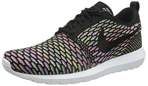 nike flyknit rosherun mens running trainers 677243 sneakers shoes (US 12, black pink power blue glow 013)