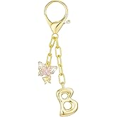 JITINX Gold Bubble Initial Keychain For Women Handbag Charms Fashion Alphabet Keychain Accessories Gift