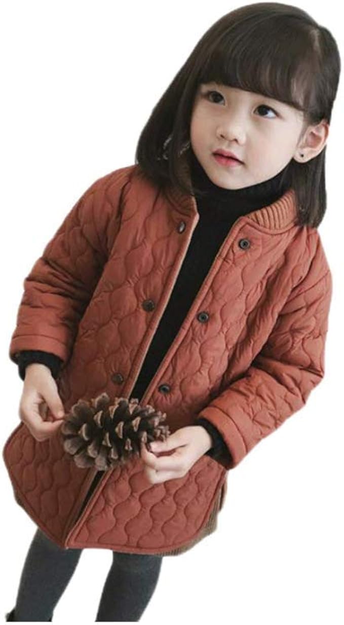 Amazon 子供服 ダウンコート ガールズコート キッズ 女の子 コート ロング丈 長袖 カジュアル 防寒 アウター 通学 通園 可愛い シンプル 無地 コート ジャケット 通販