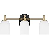 Craftmade 60303-FBSB Council Vanity, (3) E26 Sockets, Flat Black/Satin Brass (Bulbs NOT Included)
