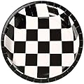 Creative Converting 25 Count Round Dessert Plates, Black Check