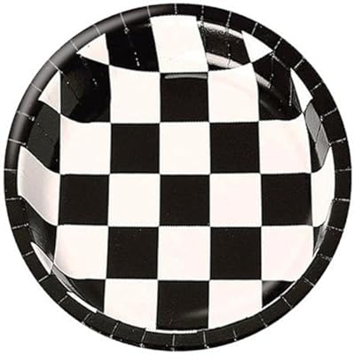 Creative Converting 25 Count Round Dessert Plates, Black Check