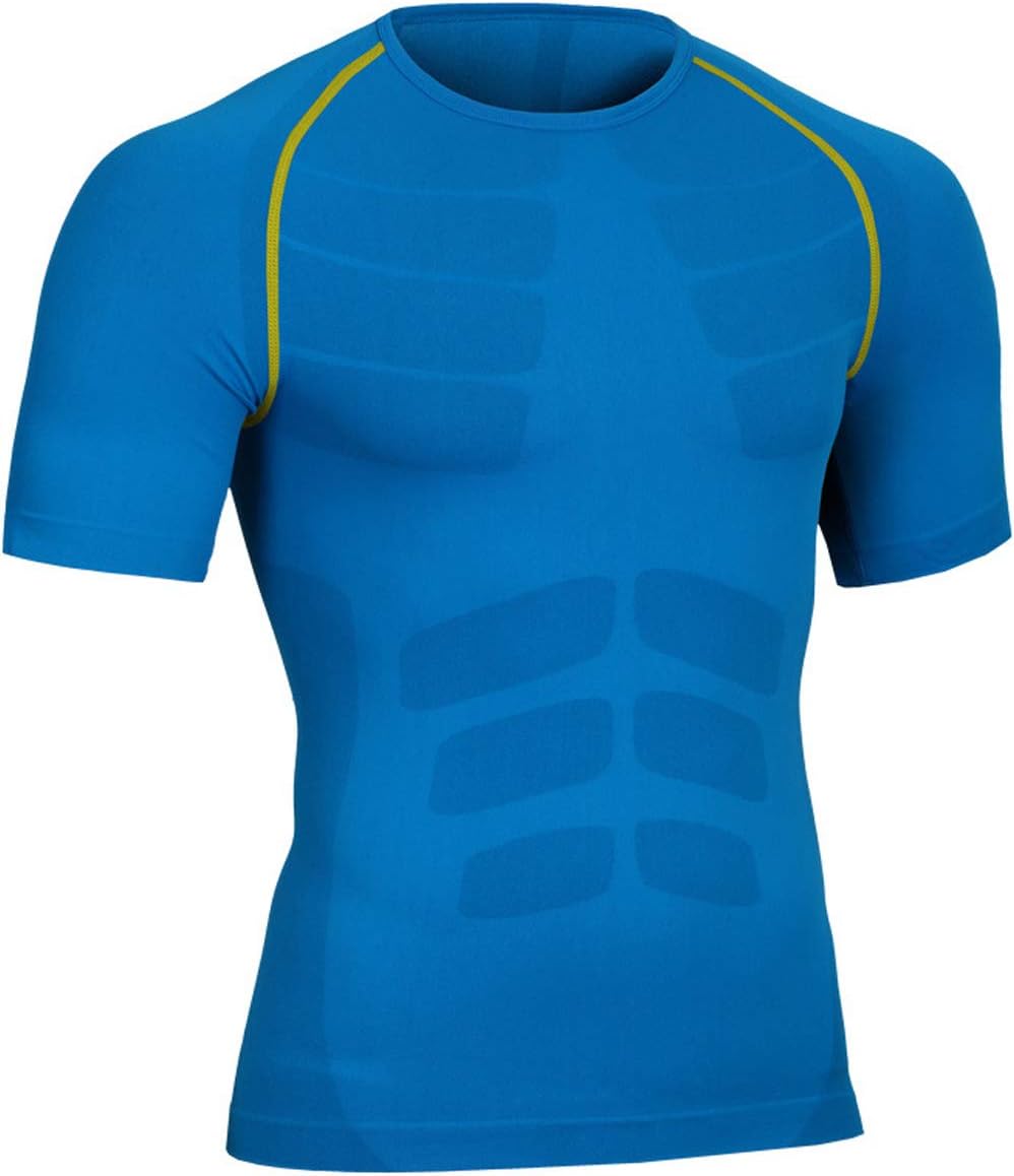 Lavento Men's Compression Shirt Dry Fit Short-Sleeve Workout Training Top