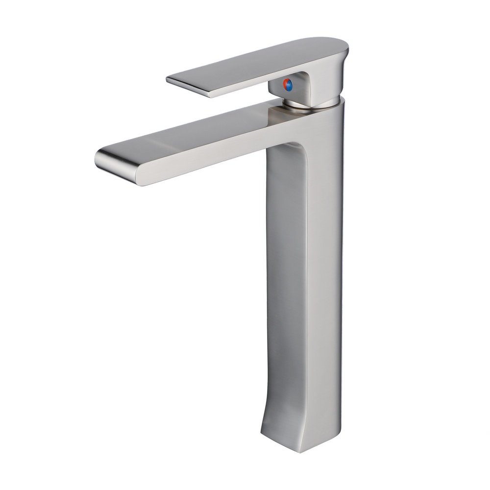 Bathroom Vessel Sink Taps Brushed Nickel Tall Faucet Single Handle One Hole Bathroom Lavatory Faucets Mixer Tap Gudetap GT7508NH
