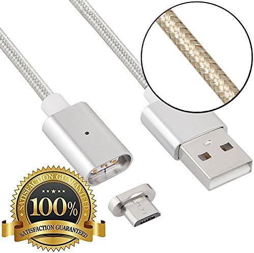 Magnetic Phone Charger - Micro USB Cable - Fast Android Charging Cable by AZbuddy (Silver)