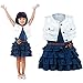 Yo Coco Girls White Solid Coat + Blue A-line Denim Dresses Girls 2 Pcs Set Outfit