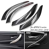 Chenghuaguo 4Pcs Interior Door Handle Cover Trim for BMW 3 Series F30 F34 2013~2018 Carbon Fiber Look Interior ABS Trim Handle Sticker