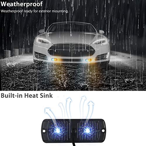 Amber 12-Led Flashing Caution Strobe Lights for Truck Car Vehicle, Warning Emergency light,Surface Mount Beacon Plow Safety Strobe Light Bar for Trailer Van Motorcycle(4 PACK)