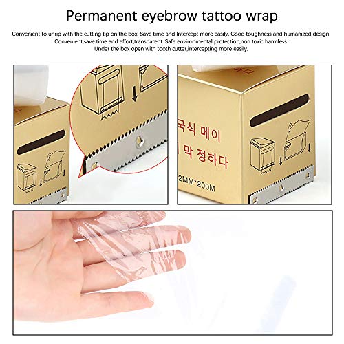 Ownest 4 PCS Disposable Eyebrow Tattoo Plastic Wrap Preservative Film, Professional Eyebrow Lips Permanent Make Up Supplies Wrap Cover Tape Roll
