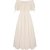 Scarlet Darkness Renaissance Costume Women Puff Short Sleeve Summer Maxi Dress