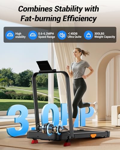 Treadmill with 15% Incline Walking Pad Running Machine 10KM/H 3HP Motor | Under Desk Electric Folding Treadmills 4-in-1 for Home Compact Portable Quiet 136KG Capacity with Remote Control LED Display