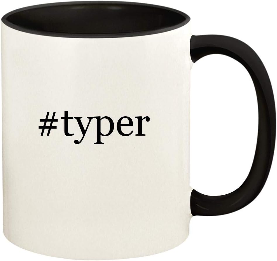 #typer - 11oz Hashtag Ceramic Colored Handle and Inside Coffee Mug Cup, Black