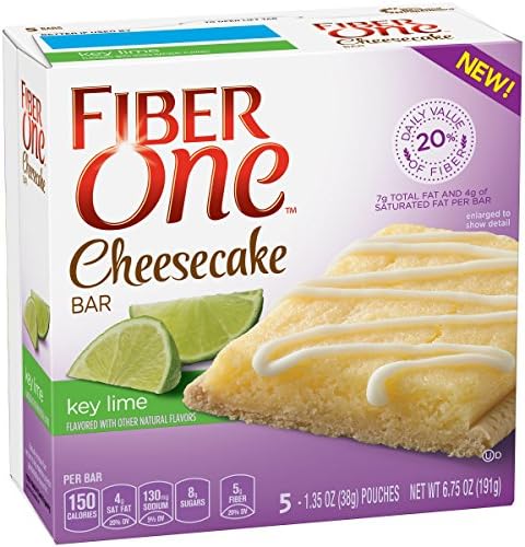 Fiber One Snacks, Key Lime Cheesecake Bars Wrappers, 6.75 Ounce (Pack Of 12)