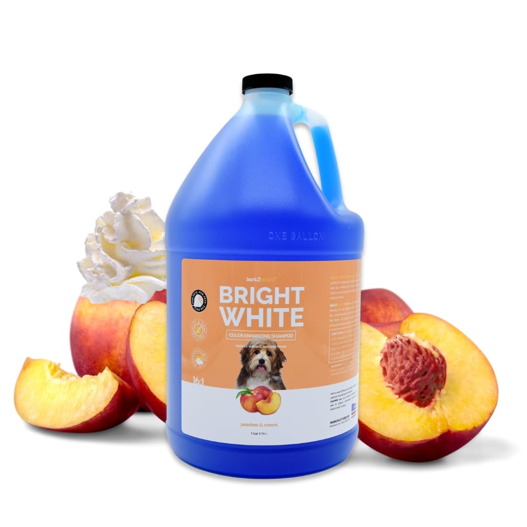 Bark2Basics Brighten White Dog Shampoo, 1 Gallon, 3.79 Litre - Natural Ingredients, Brightens and Whitens the Coat, Revives Vibrant Natural Color of Skin and Coat, Chamomile Extract