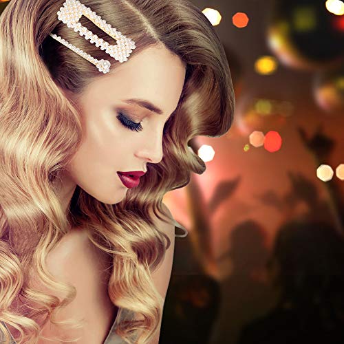 Pearl Hair Clips Pins for Women Girls - 10 pcs Fashion Decorative Hair Accessories Large Bows/Clips/Ties for Birthday Valentines Day Mother's Day Gifts and Party Wedding Daily (Style 1)