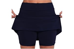 Women Elastic Yoga Skirts Casual Athlete Tennis Shorts Lightweight Skort with Pockets