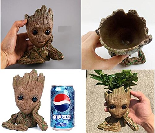 6" Kawaii Polyresin Flowerpot Tree Baby Groot Succulent Planter Cute Green Plants Flower Pot with Hole Pen Pot Best Gifts For Kids Pinsjar - Thumbnail 5