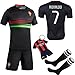 Soccer Kids 2016/2017 Football Soccer European Cup Ronaldo Away Portugal Kids Jersey & Shorts & Socks With Free Key Chain (11-12 Years, Black)