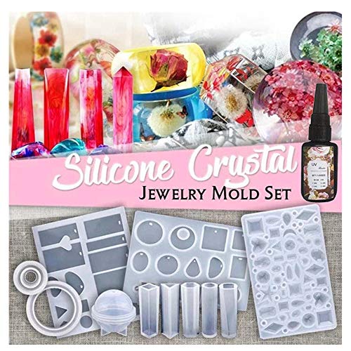 83 Pcs Set Resin Jewelry Molds - DIY Crystal Glue Jewelry Mold - Silicone Resin Moulds for Jewellery Making with Storage Bag - Resin Casting Molds for Pendant, Earring, Diamond Molds Craft (White)
