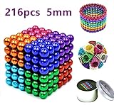 MICOSBVX 216 Pcs 5MM Magnets Sculpture Building Blocks Toys for Intelligence Learning, Stress Relief & Gift for Adults (216 Pcs（8 Colors）)
