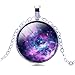 Mystical Galaxy Outer Space Crystal Time Gem Stud Earrings Glass Pendant Necklace for Women Jewelry Set