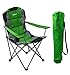 GigaTent Green Folding Camping Chair – Ultra Lightweight Collapsible Quad Padded Lawn Seat with Full Back, Arm Rests, Cup Holder and Shoulder Strap Carrying Bag – Powder Coated Steel Frame