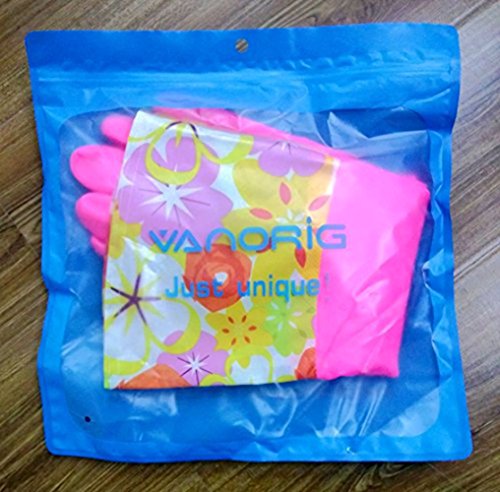 Cute Cleaning Gloves Kitchen Gloves VANORIG Thickening Waterproof Dish Washing Gloves Household Gloves with Lining ,1 Pair (Flowers-02)