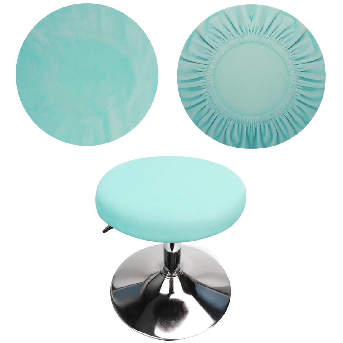 HuaLiSiJi Stool Covers Round 12"-16"/30-40cm Bar Stool Covers Velvet Round, Fabric is Soft and plush Washable Easy Care and Durable (Blue)