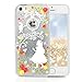 iPhone SE Case, iPhone 5 Case, iPhone 5s Case - Mavis's Diary 3D Bling Flowing Liquid Design Flowers Girl Pattern Clear Case Hard PC Cover - Rose Girl with Silver Liquid and Silver Stars