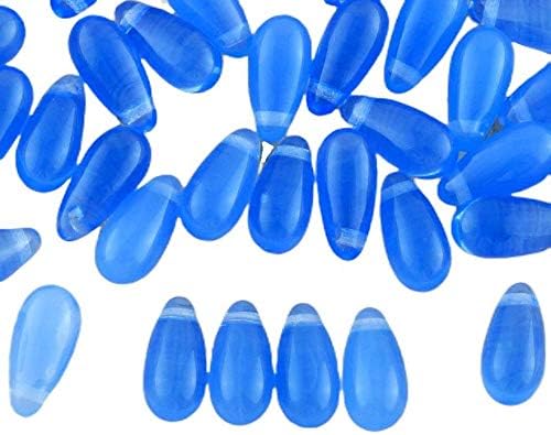 30pcs Crystal Blue Opal Teardrop Tear Drop Pear Czech Glass Beads 12mm x 5mm