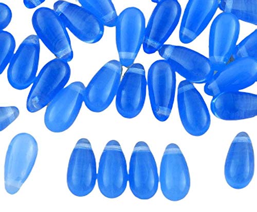 30pcs Crystal Blue Opal Teardrop Tear Drop Pear Czech Glass Beads 12mm x 5mm